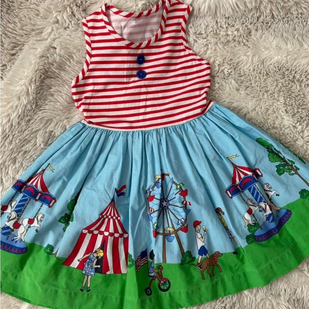 Eleanor Rose Red and Blue Fairground Dress